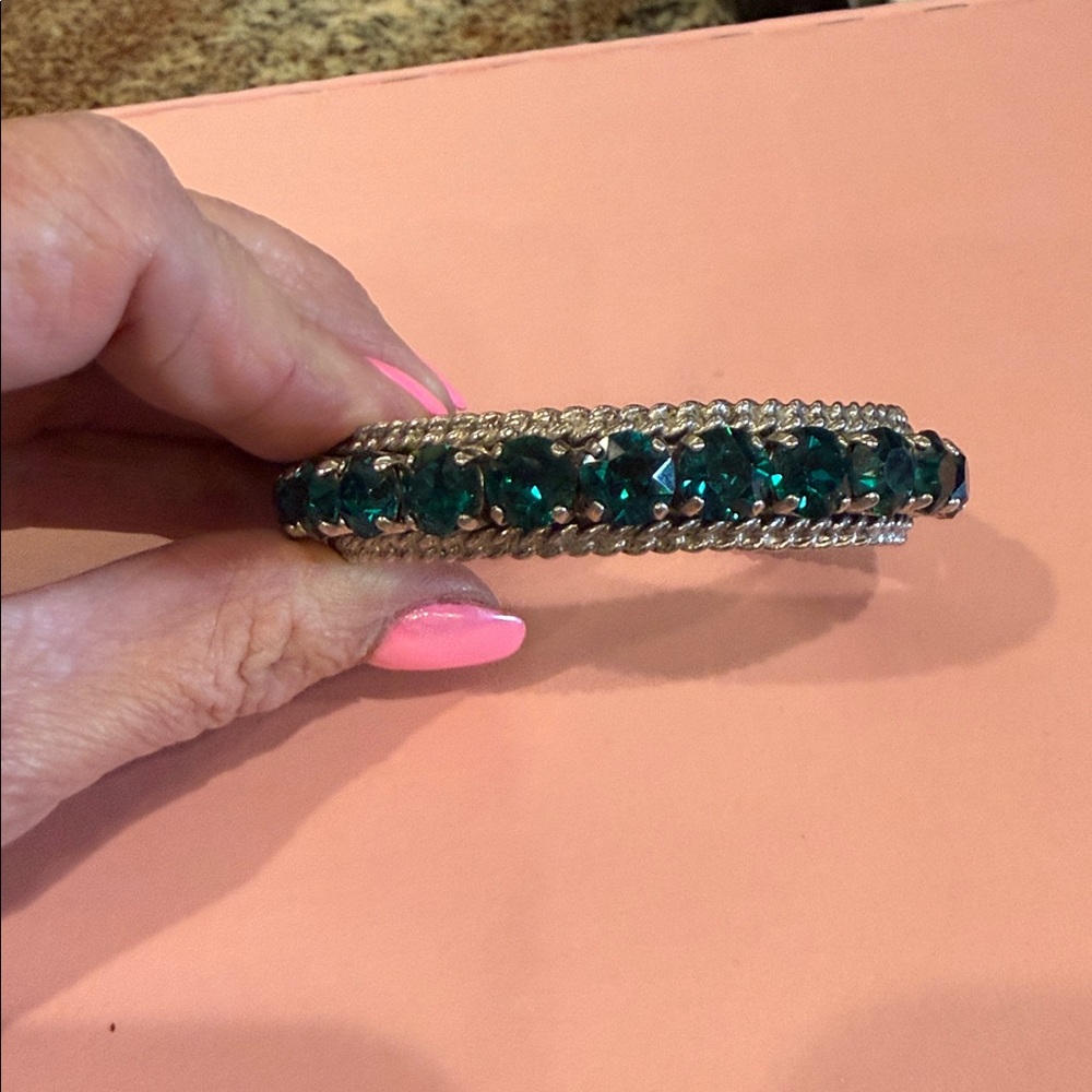 Sorrelli Silver and Emerald Crystal Crystal Bracelet - Picture 2 of 3